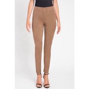 Lysse High Waisted Faux Suede Leggings Latte Brown Tummy Control Size XS